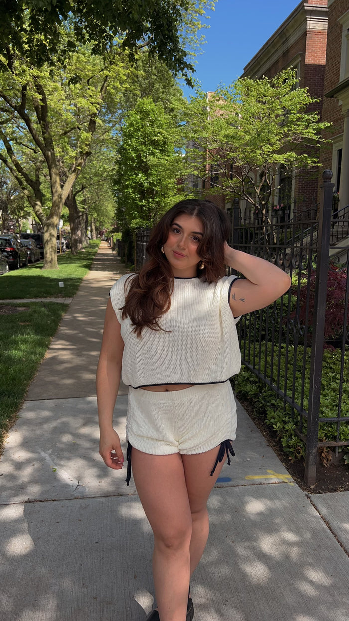 LINED KNIT SHORT SET