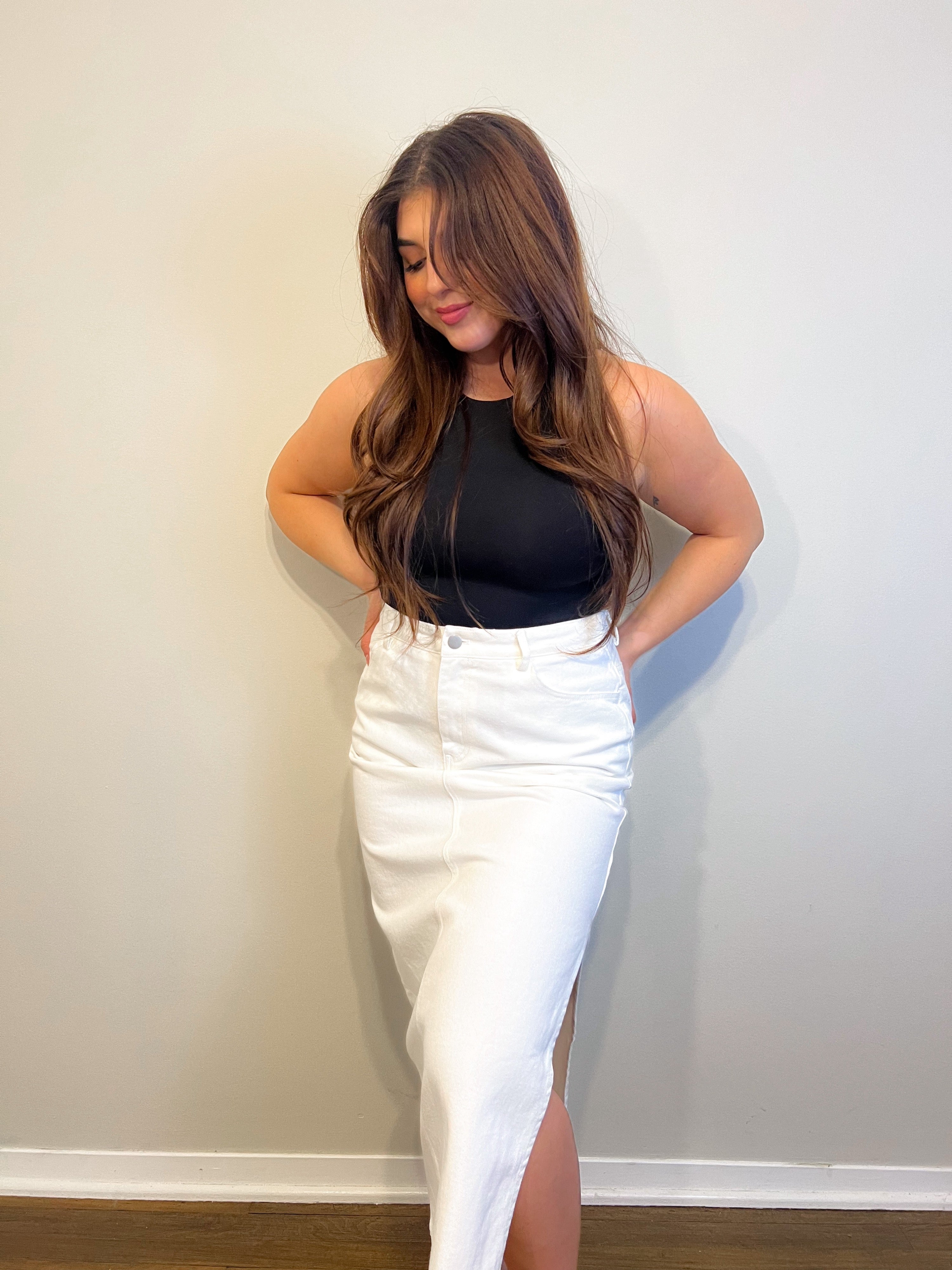 Logan Denim Midi Skirt – WATERMOON