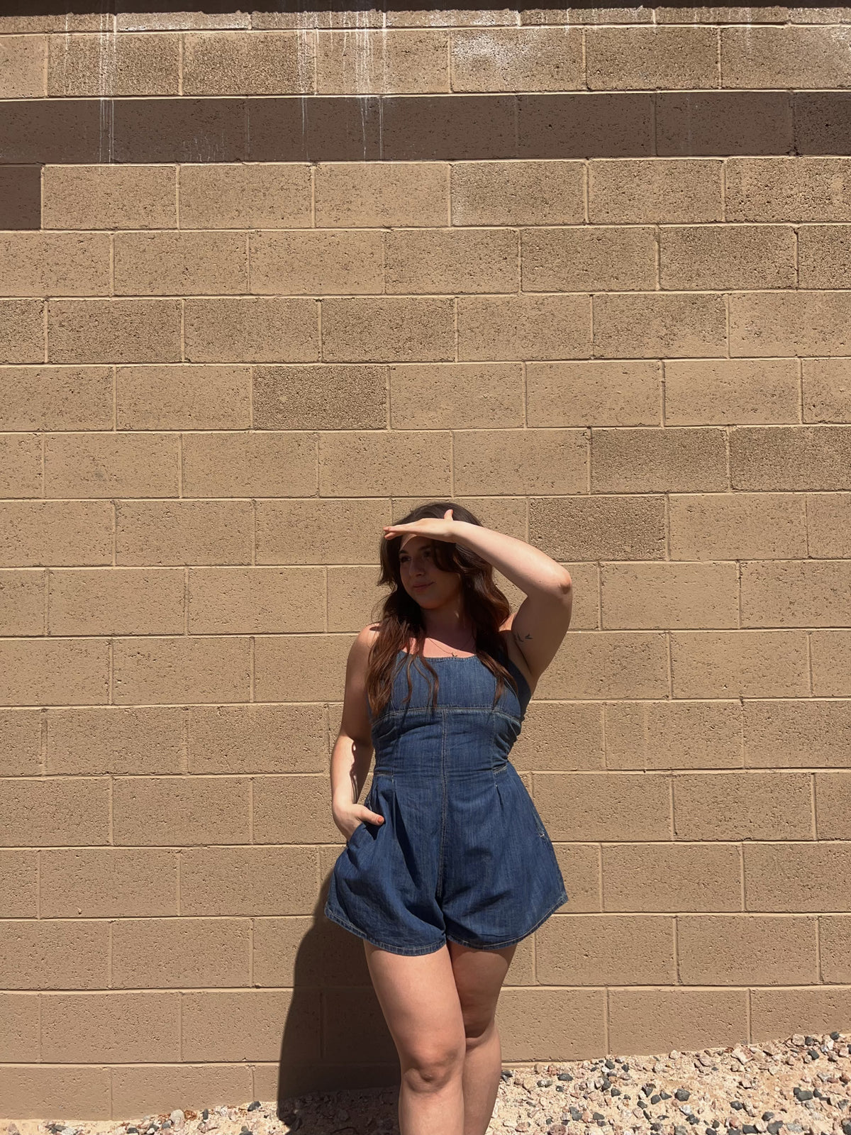 WASHED DENIM ROMPER