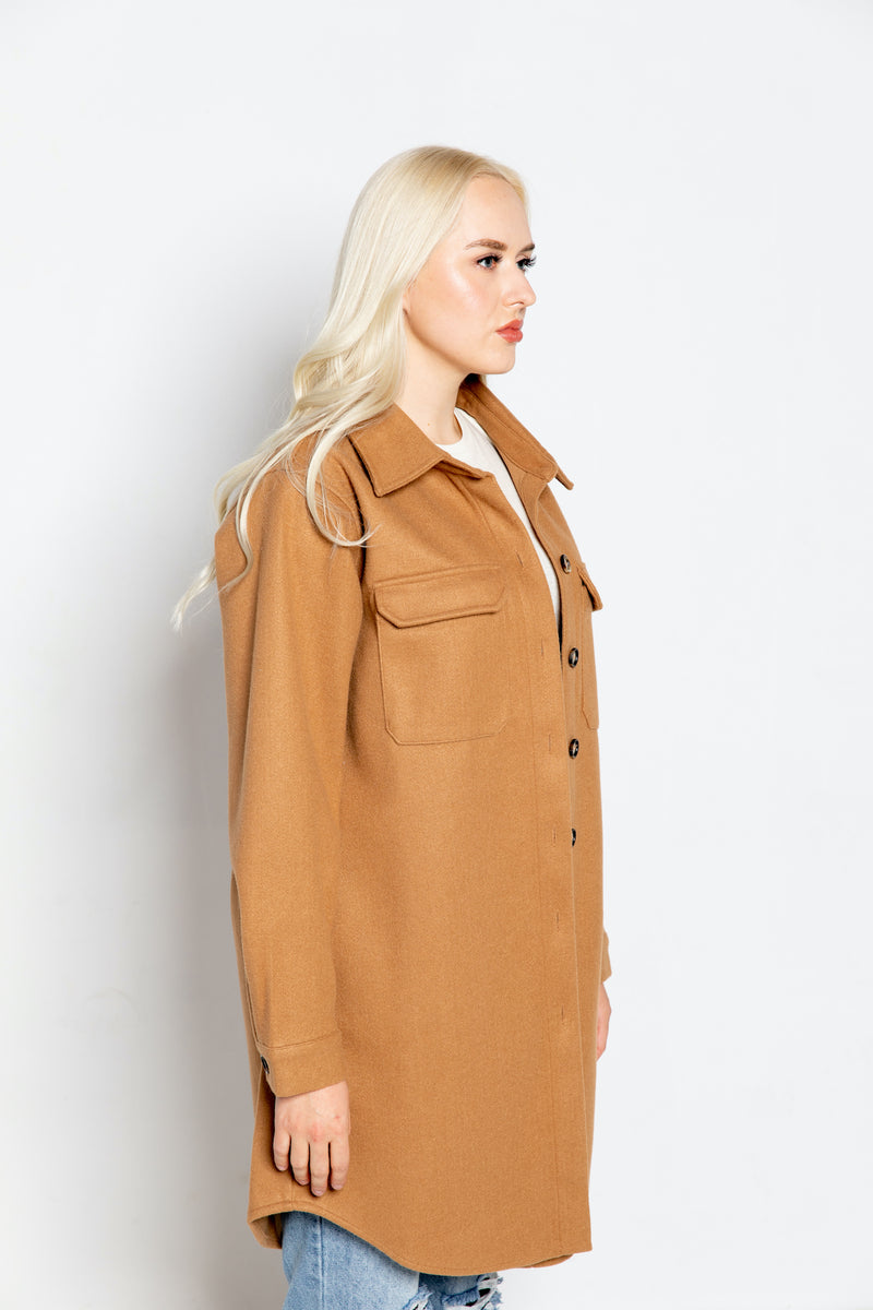 WOOL BUTTON UP TRENCH
