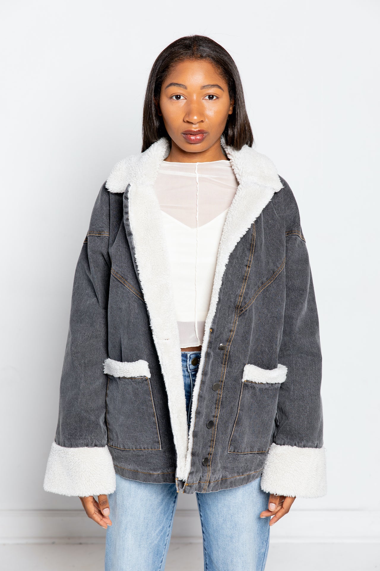 SHEARLING DENIM JACKET WATERMOON