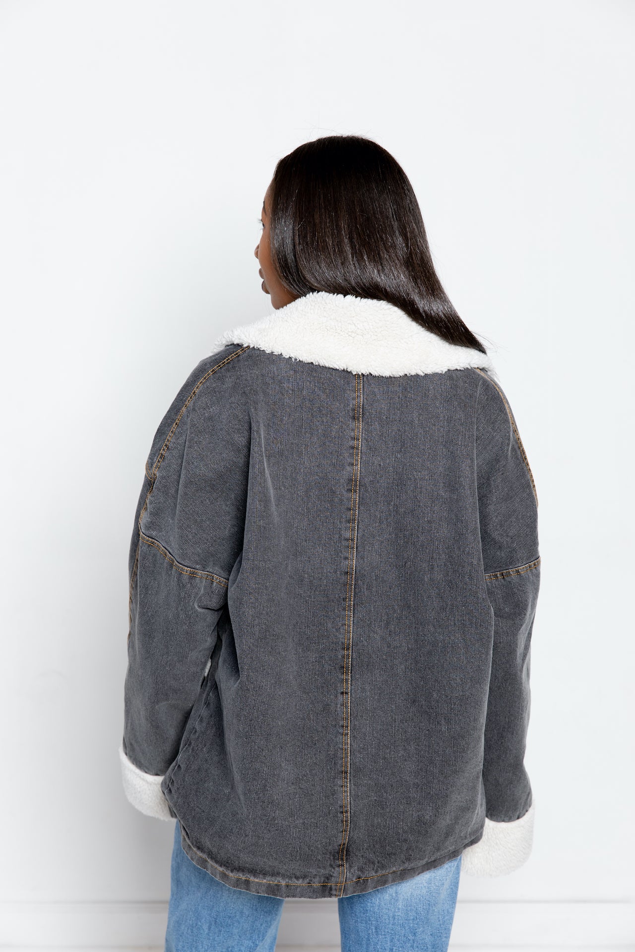 Topshop denim outlet jacket with fur