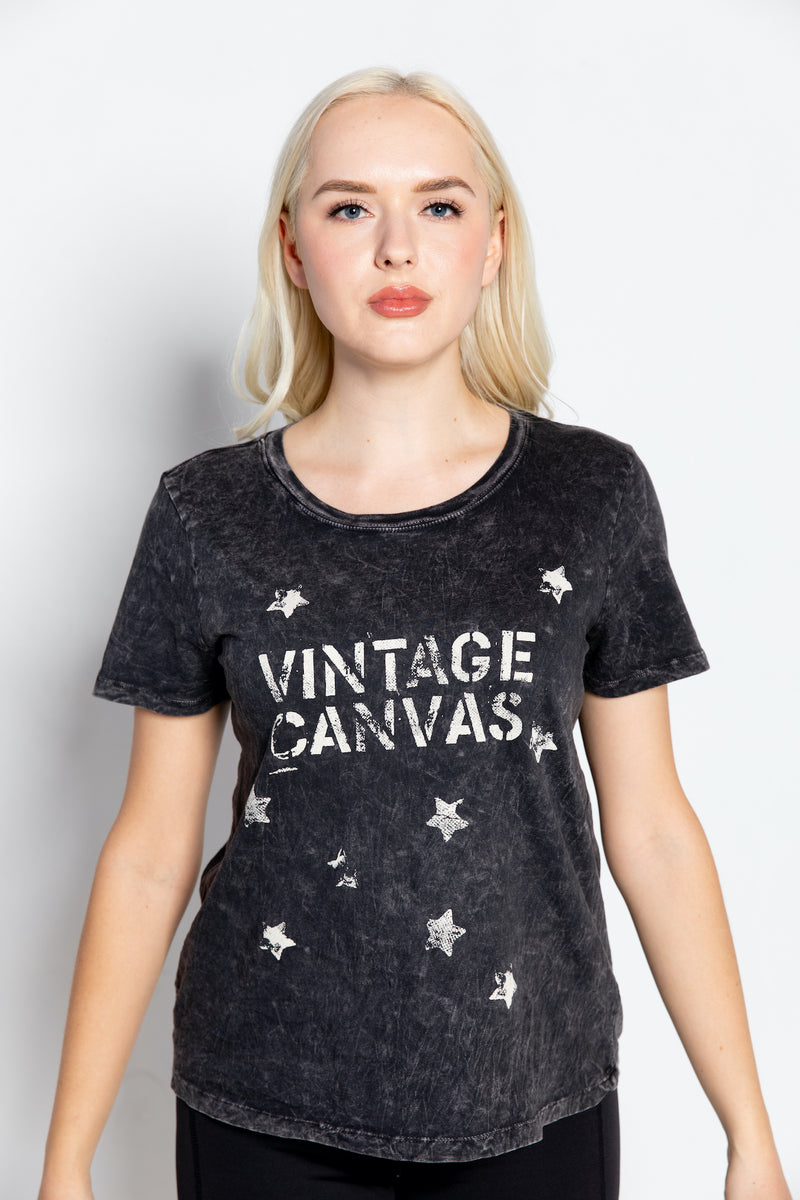 vintage baby t-shirt stars black front graphic