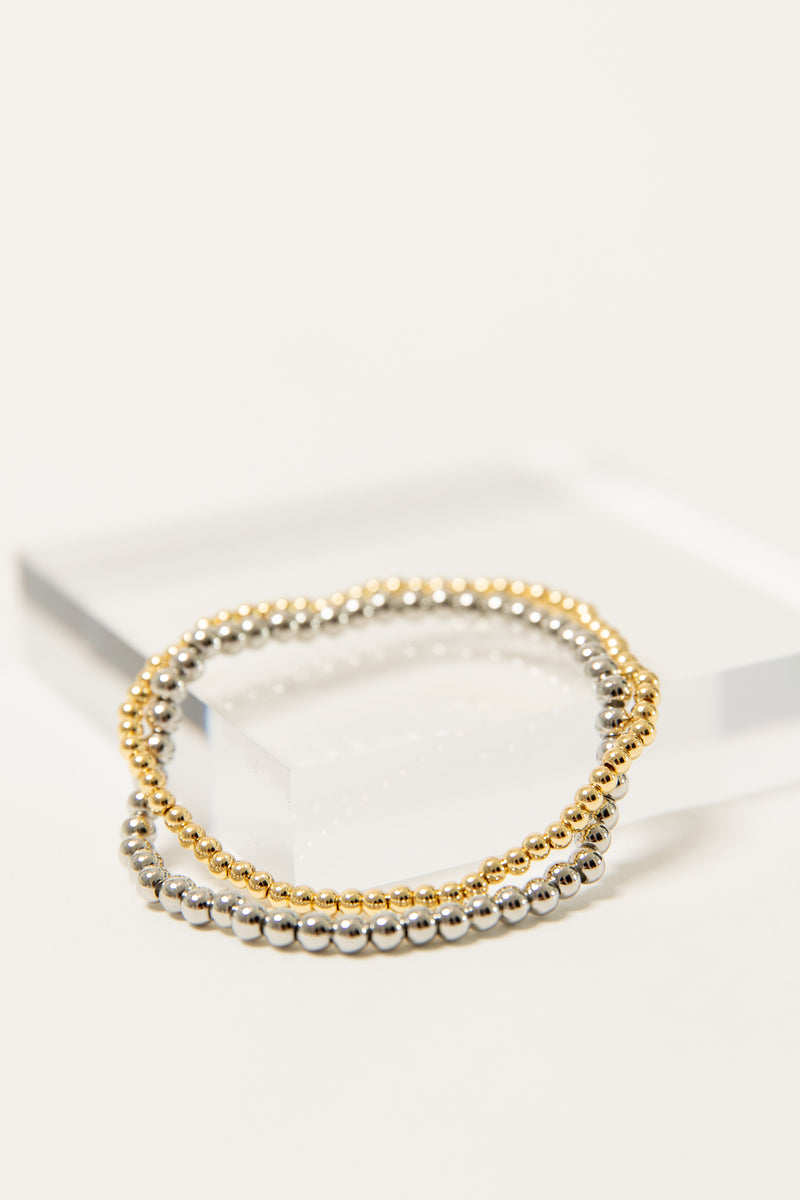 gold silver bead bracelet 3mm 4mm 